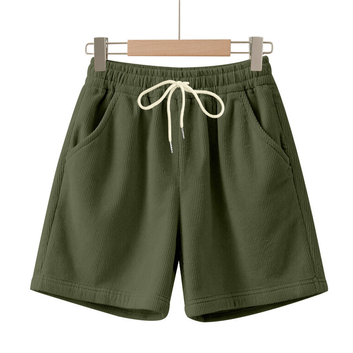 Herren nan ribbet Jersey-shorts med elastisk talje, dekorativ snor og sidelommer Skovae