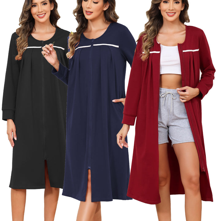 Dame badekåbe i moderne kimono-stil med sidelommer Stilla