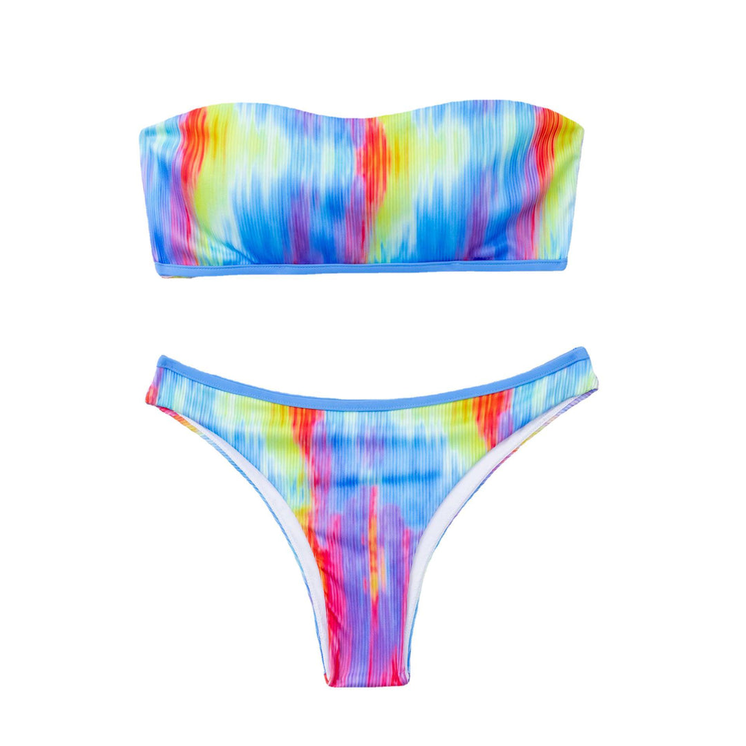 Dame Sporty Bikini med farverigt bølgemønster Skovae