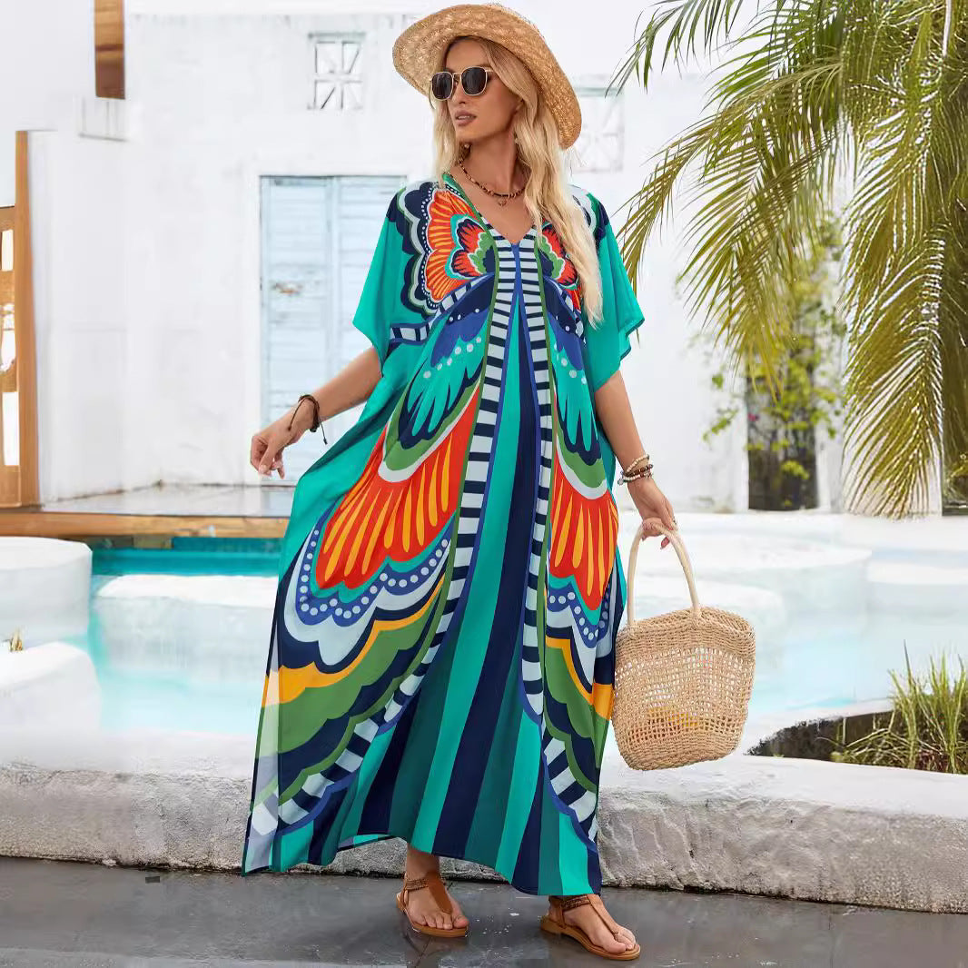 Dame Vibrant Trykt Maxi Kaftan Kjole Stilla