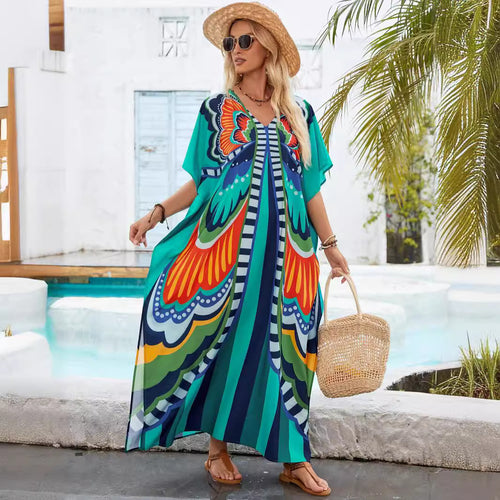 Dame Vibrant Trykt Maxi Kaftan Kjole Stilla