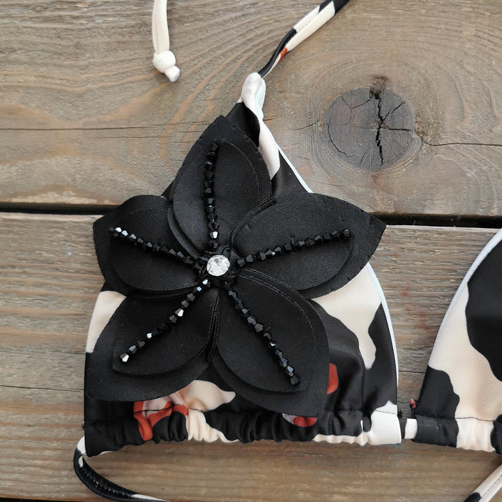 Dame Bikini-sæt med blomstret detalje og raffineret dyreprint Stilla