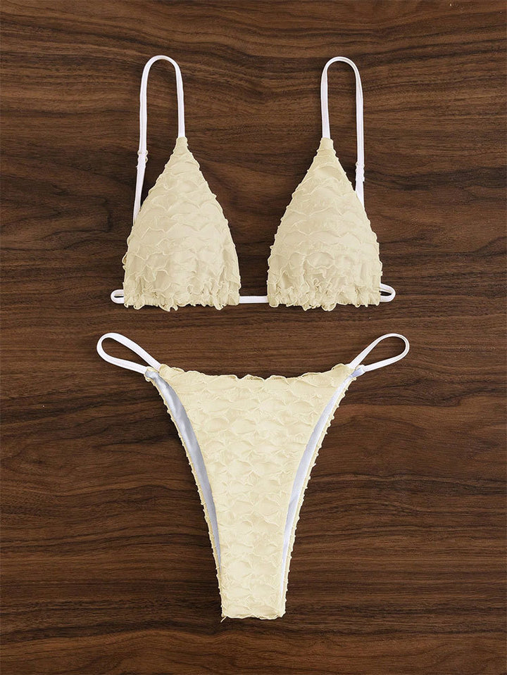 Dame triangel-bikini med struktureret flæse design Skovae