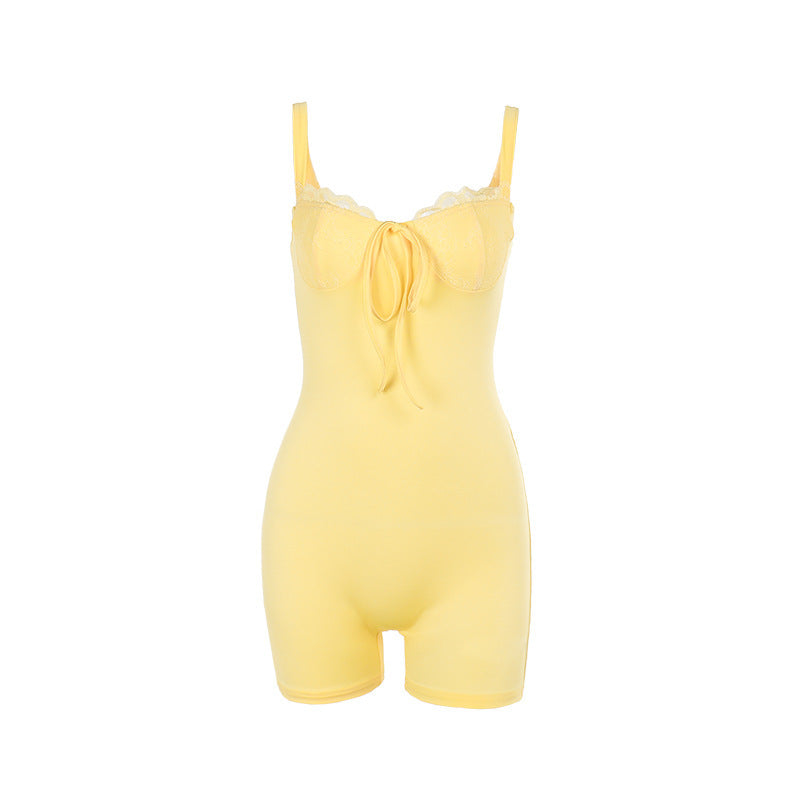 Dame Elegant Bodysuit med Spidsdetaljer Skovae