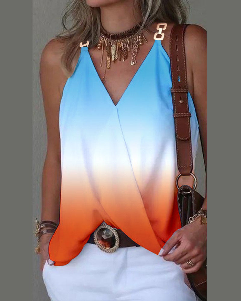 Dame Patchwork Tanktop med trendy V-udskæring Stilla