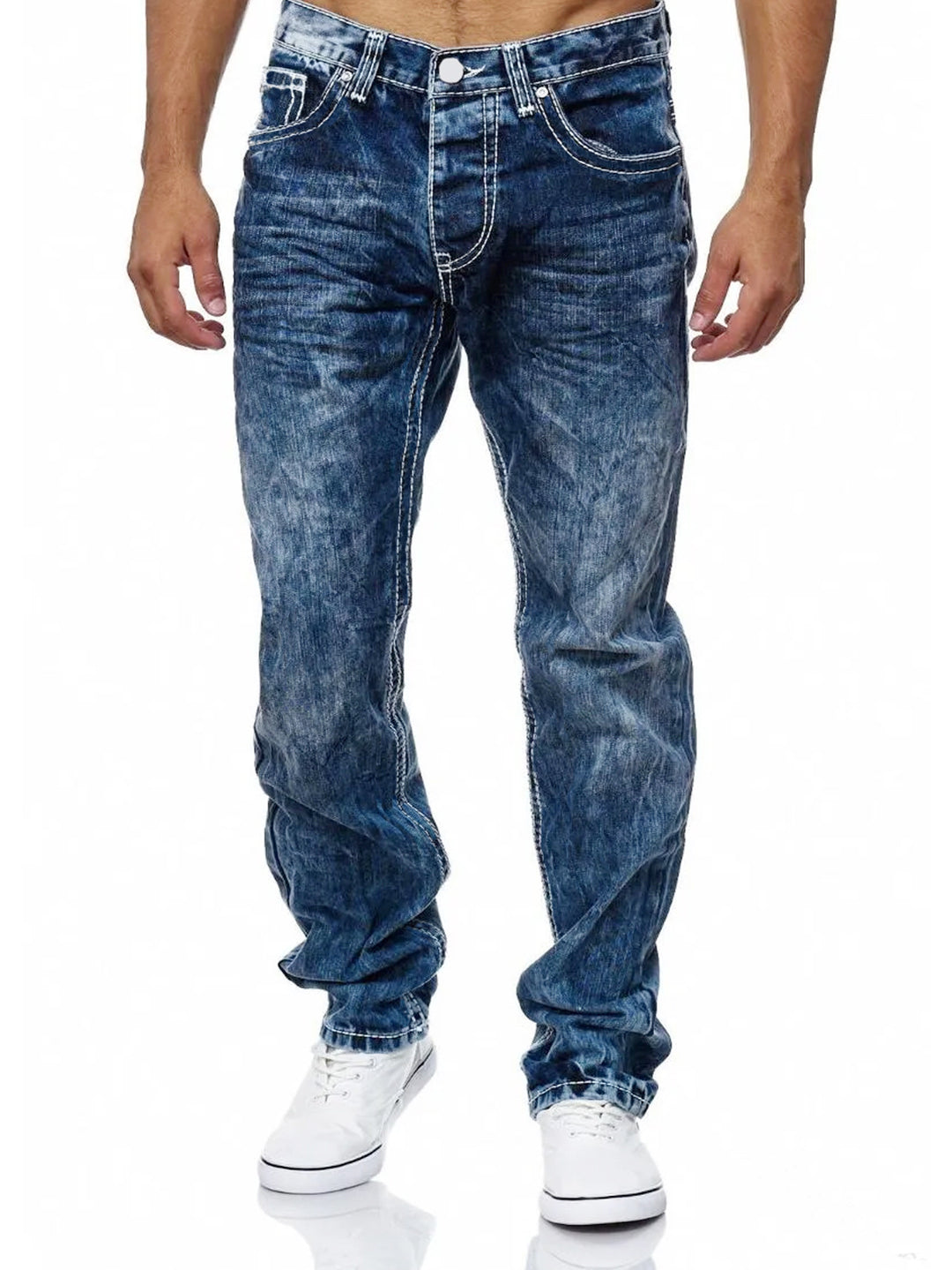 Herrer afslappede jeans i moderne brugt-look Stilla