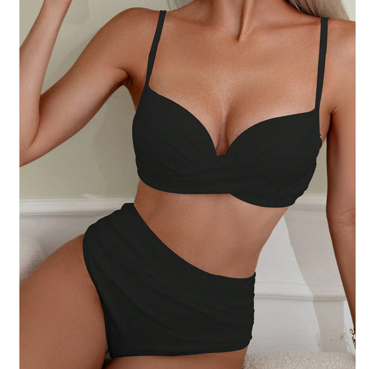 Dame Højskåret Bikini med elegant Vikledetalje Skovae