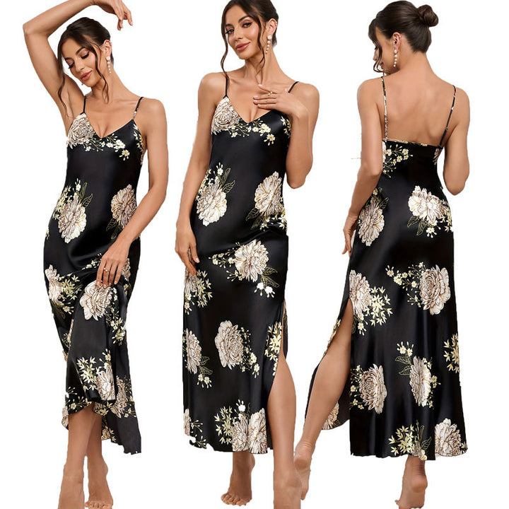 Femme Satin Floral Slip Kjole Stilla