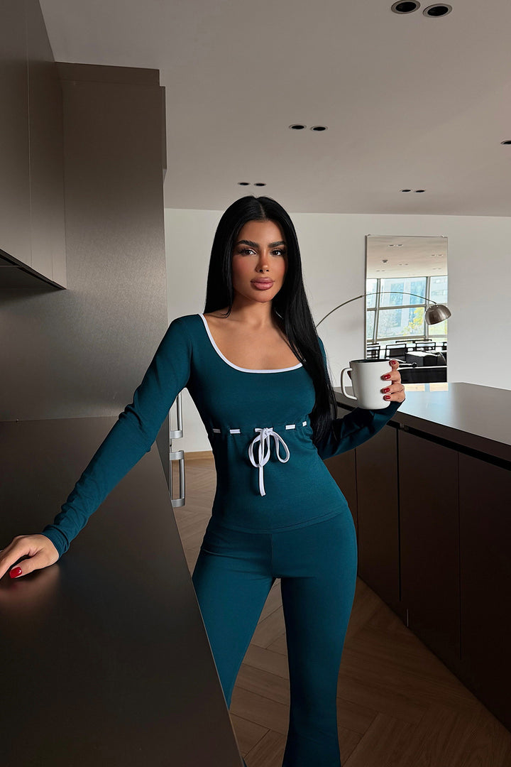 Women's long-sleeved combination transformation suit with drawstring Skovae