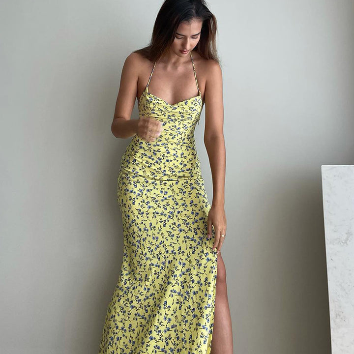 Dame Blomster Slids Maxi Kjole Stilla
