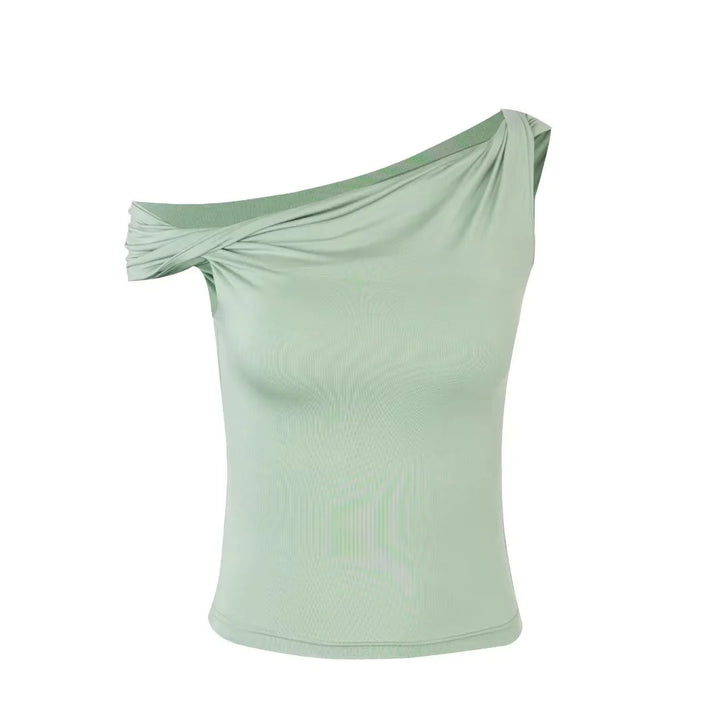 Dame asymmetrisk top med dekorativt draperingselement Stilla
