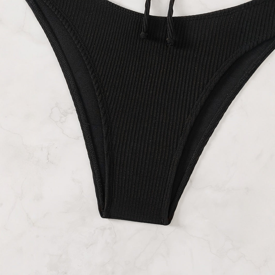 Dame Bikini-sæt med moderigtigt knudedesign og høj benudskæring Stilla