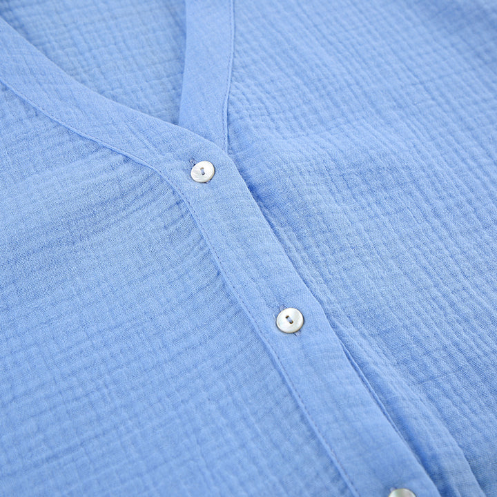 Dame afslappet cropped blusesæt med taljerbar knude Stilla