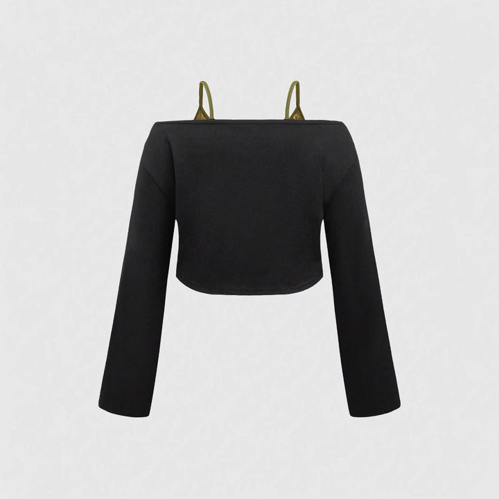 Dame cropped top med kreativ grafiktryk og afslappet snit Stilla