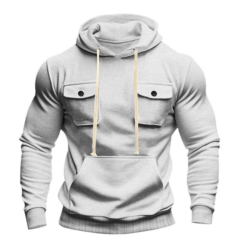 Herrer nan urban hoodie med brystlommer, kængurulomme og atletisk pasform Skovae