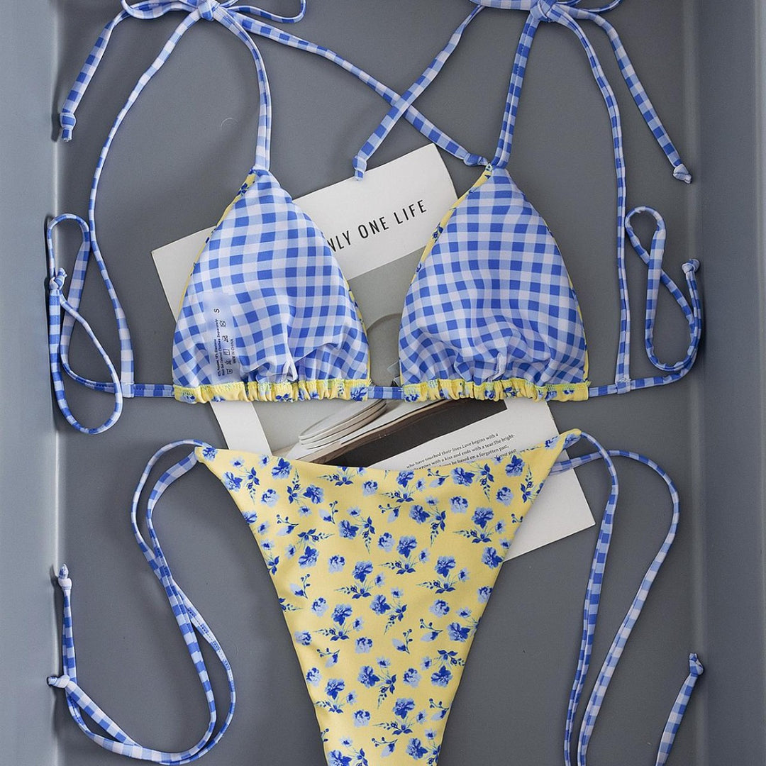 Dame triangel-bikini med legende blomster mønster Skovae