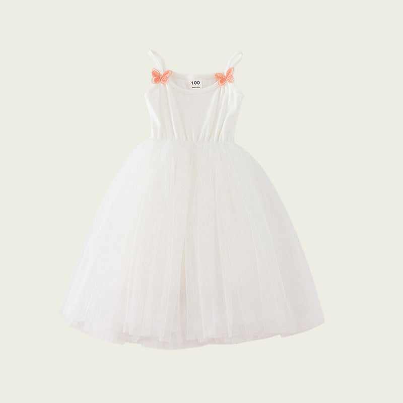 Pige Elegantly Designet Tyll-Festkjole med Dekorative Sommerfugle-Stropper Stilla