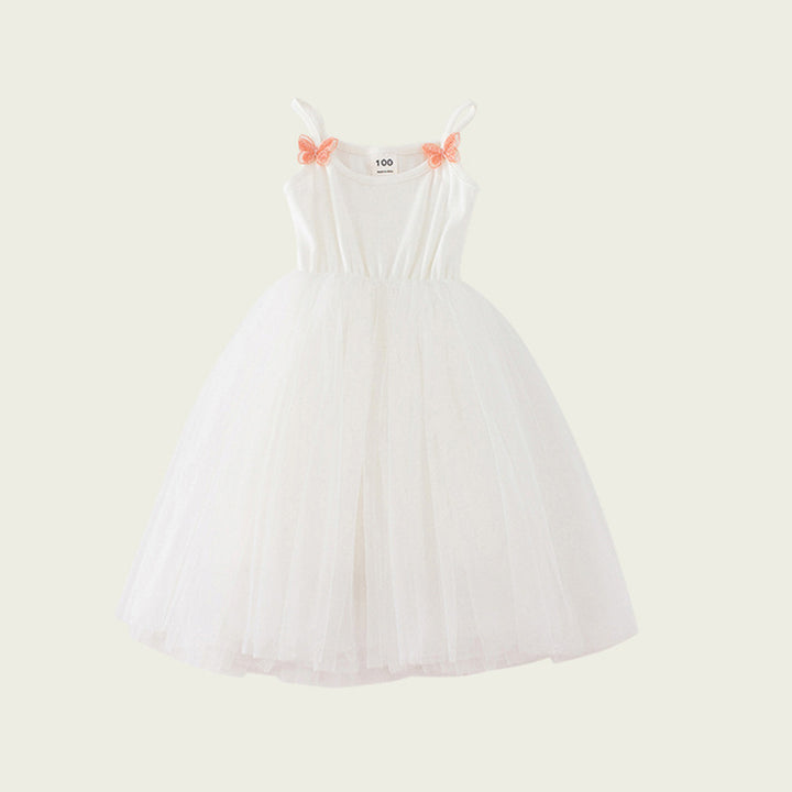 Pige Elegantly Designet Tyll-Festkjole med Dekorative Sommerfugle-Stropper Stilla