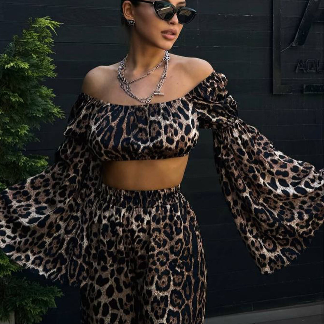 Femme Off-Shoulder Trykt To-delt Sæt Stilla