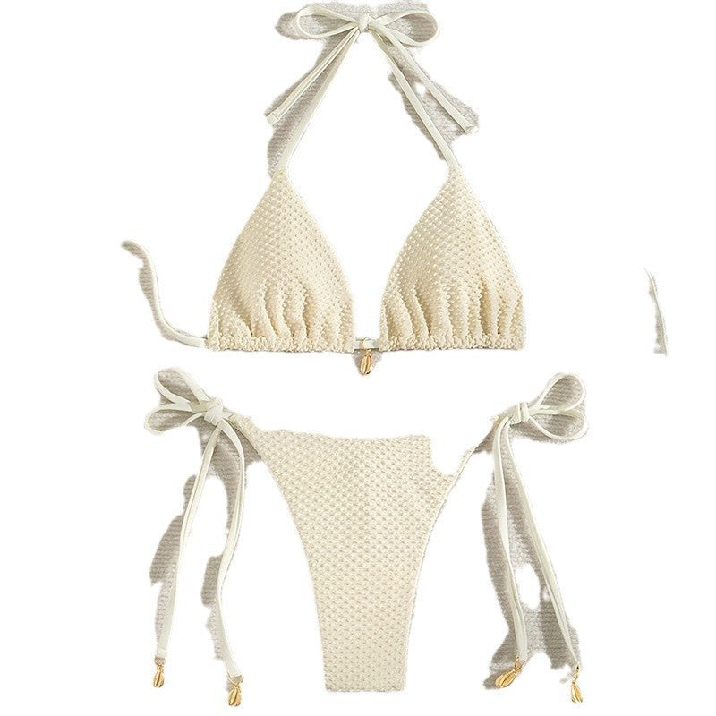 Dame Triangel-Bikini med justerbare stropper og elegant guld-detalje Skovae