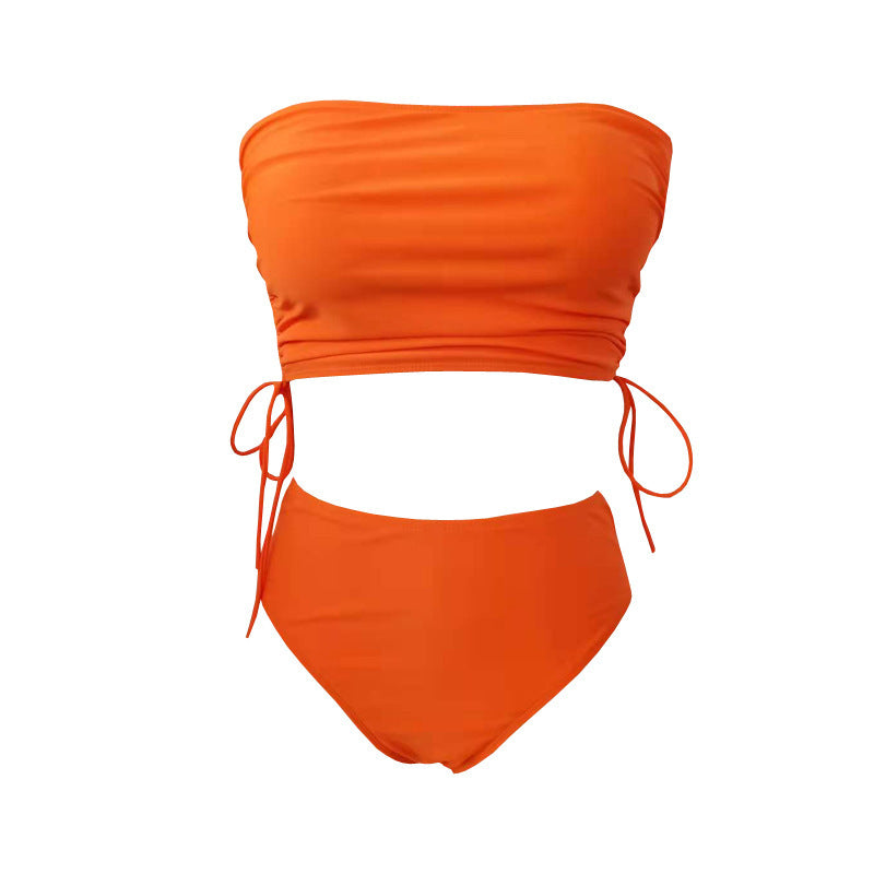 Dame bandeau-bikini med raffinerede bånddetaljer Skovae