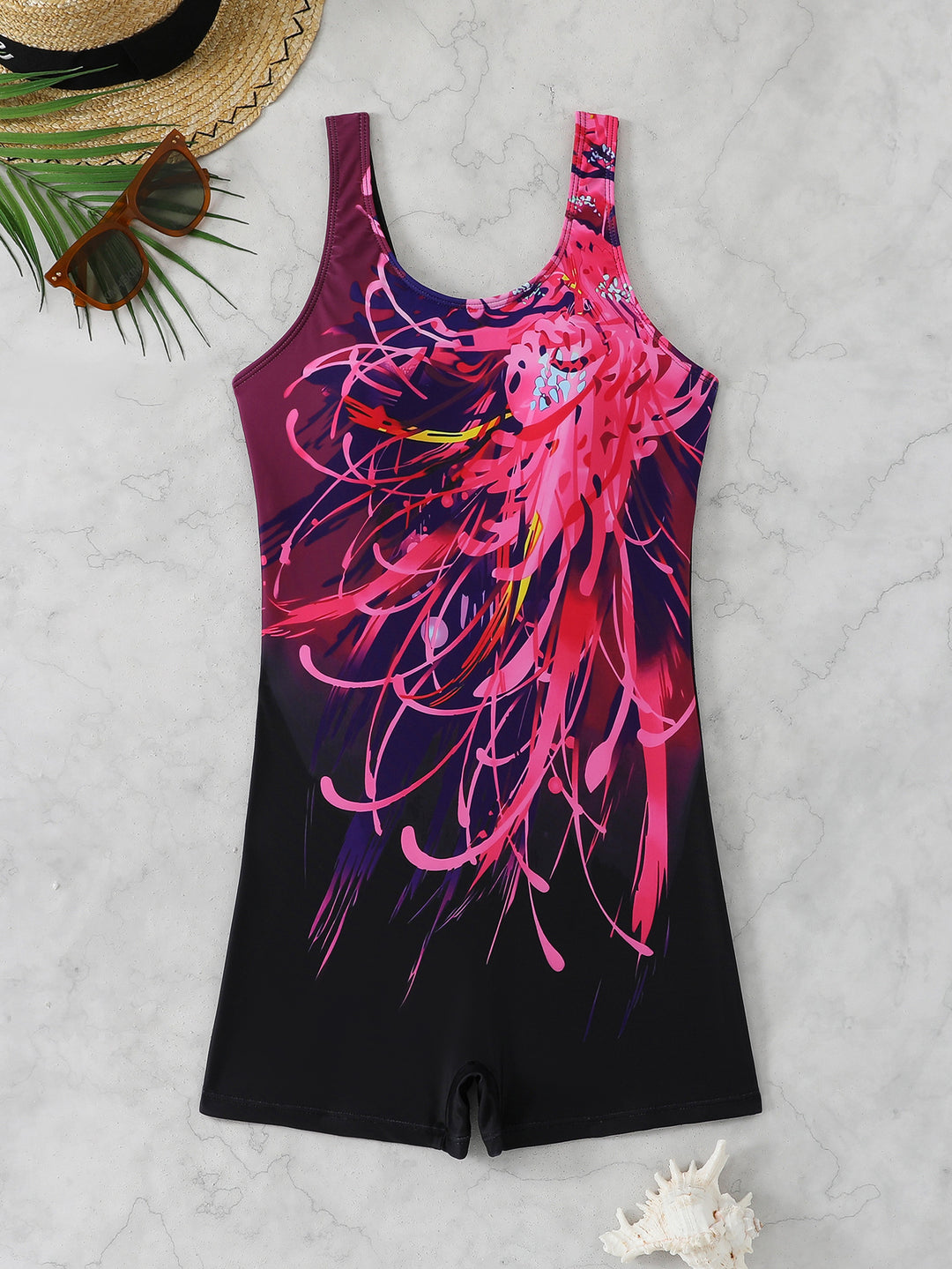 Dame Sporty Badedragt med dynamisk kunstmotiv Skovae