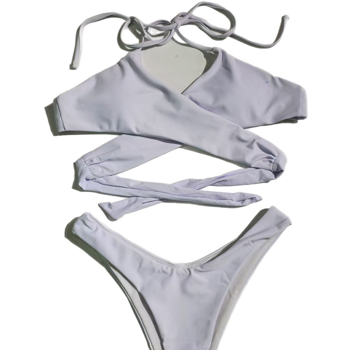 Dame bandeau-bikini med asymmetrisk design og indpaknings-top Skovae