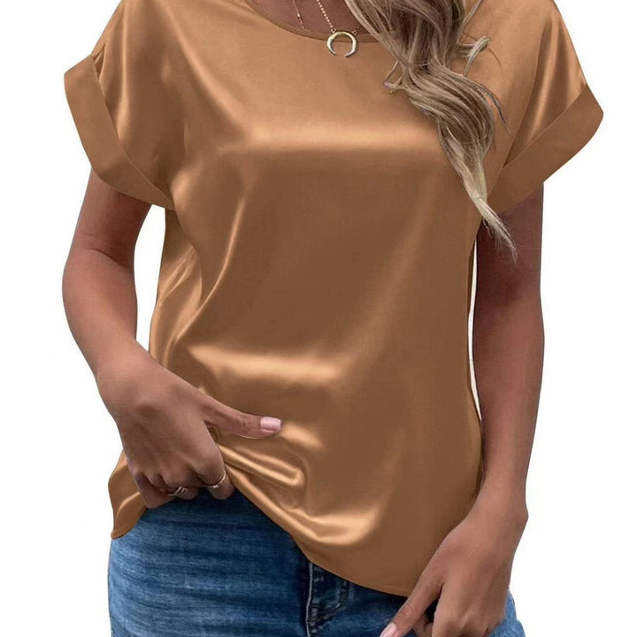 Dame Satin T-shirt med elegante detaljer Skovae