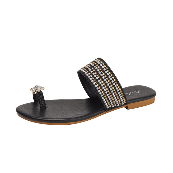 Dame elegante mules med luksuriøse perle- og rhinestones dekorationer Stilla