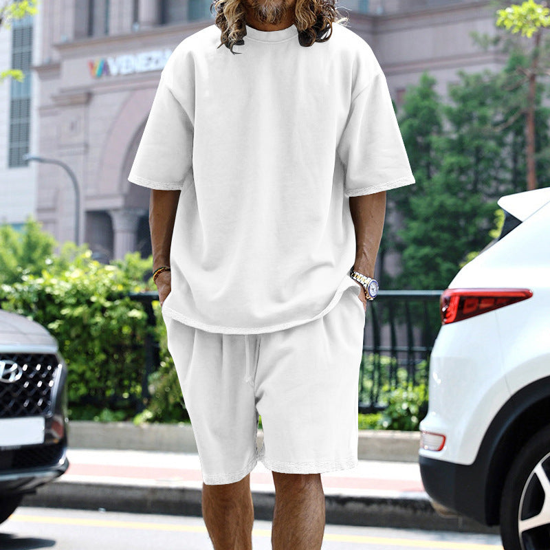Herrer afslappet oversized T-shirt og shorts sæt Stilla