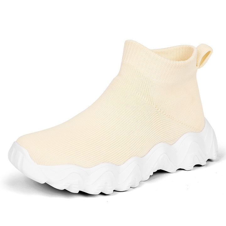 Dame nan elastisk strik-sokkesko med ergonomisk bølget plateau sål Skovae