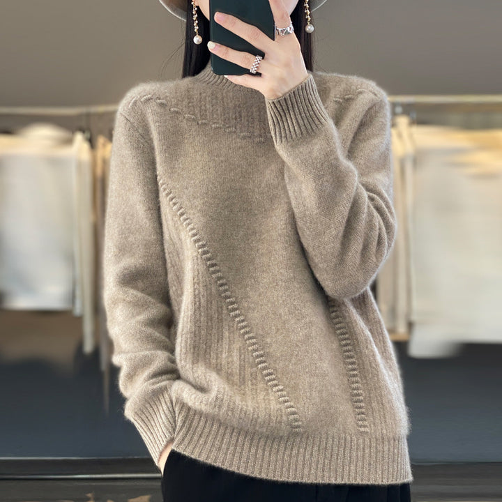 Kvinders strik sweater med struktureret krave og asymmetrisk snit Stilla