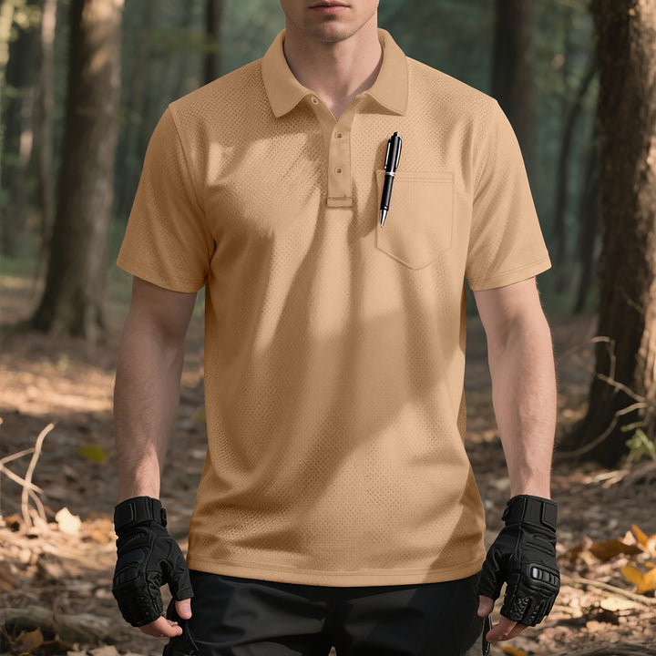 Herrer nan funktionel kortærmet polo t-shirt med brystlomme, indarbejdet penlomme og mikroperforeret ventilation Skovae