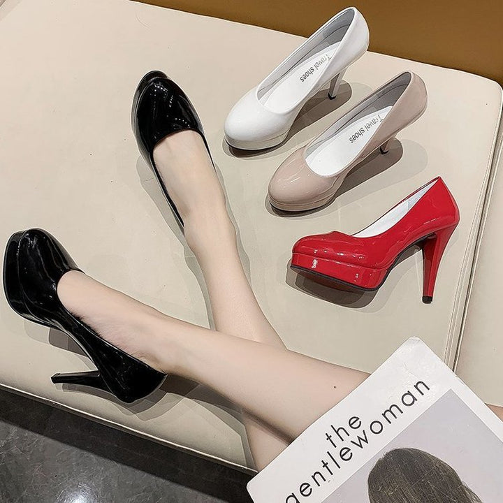 Dame nan Plateau-Pumps med skinnende lak og høj stilettohæl Skovae