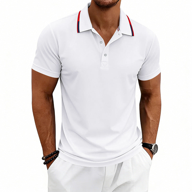 Herrer nan tailored kortærmet polo shirt med kontrastkrave i åndbart piqué Skovae