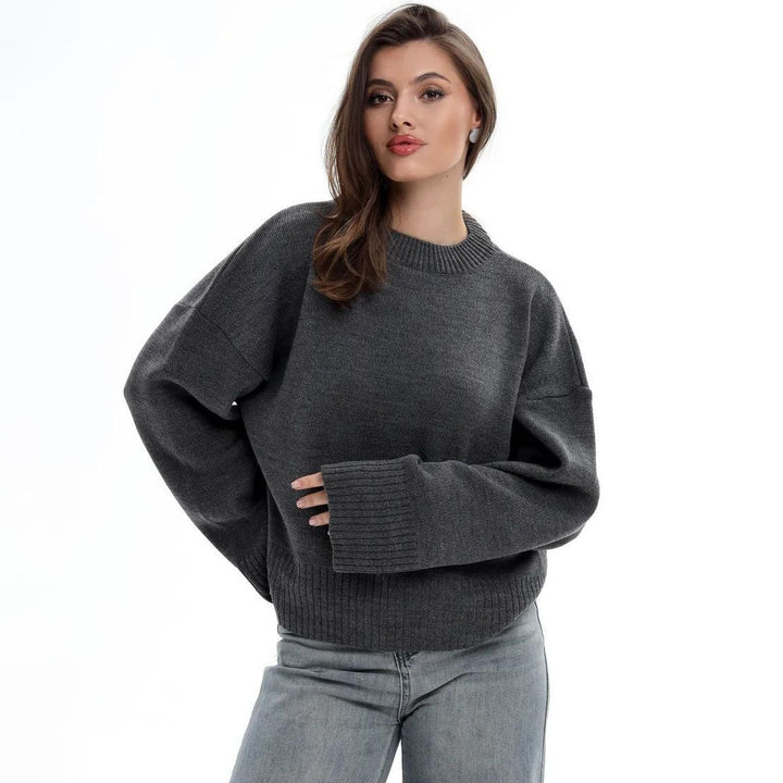 Kvinders afslappede oversized sweater med forkortede ærmer og tekstureret strikkemønster Stilla