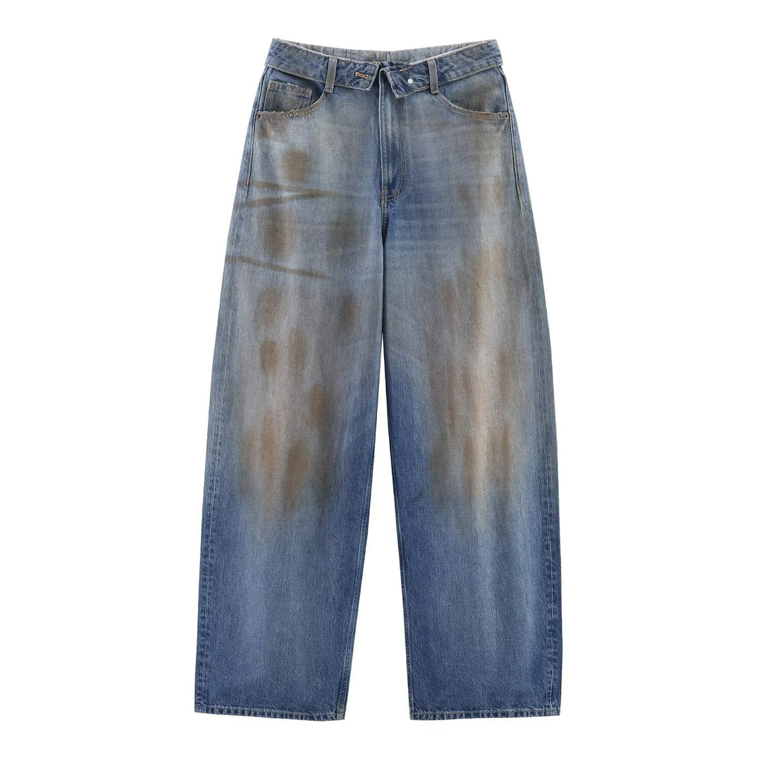 Dame højkvalitets Destroyed Jeans i en afslappet Baggy-stil med moderne accenter Skovae