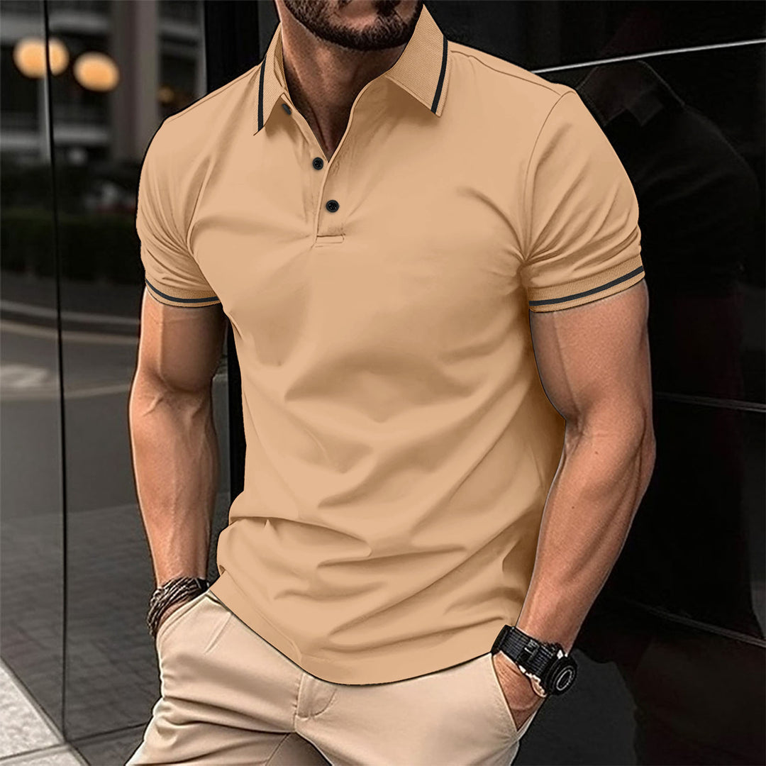 Herrer Poloshirt med moderne reverskrave og sporty kontrastdetaljer Stilla