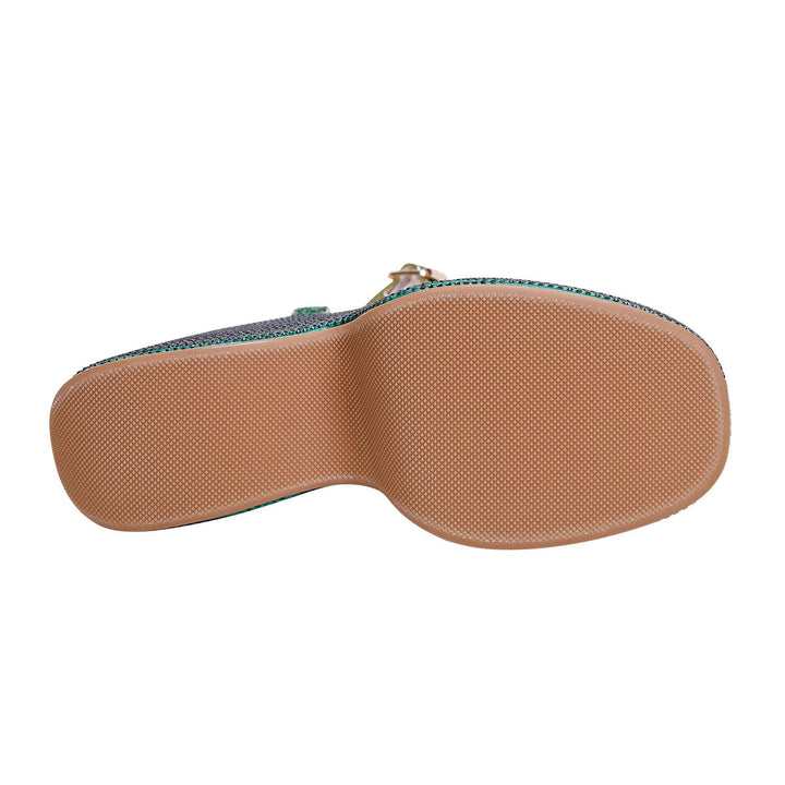 Femme Strass-beklædte platform-wedge-sandaler Stilla