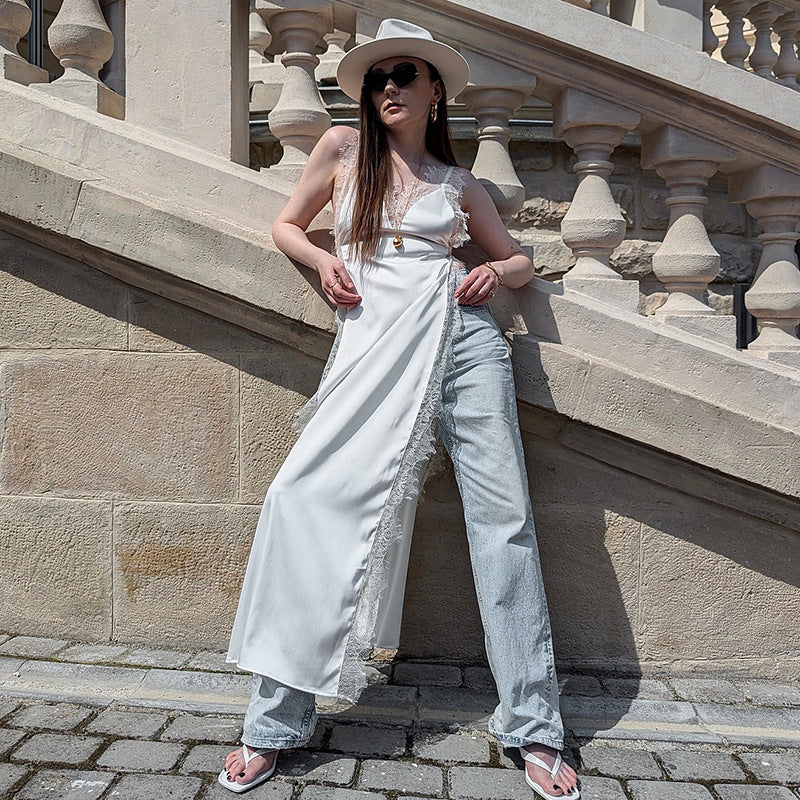 Femme Elegant Spidsbesat Maxi-Kjole Stilla
