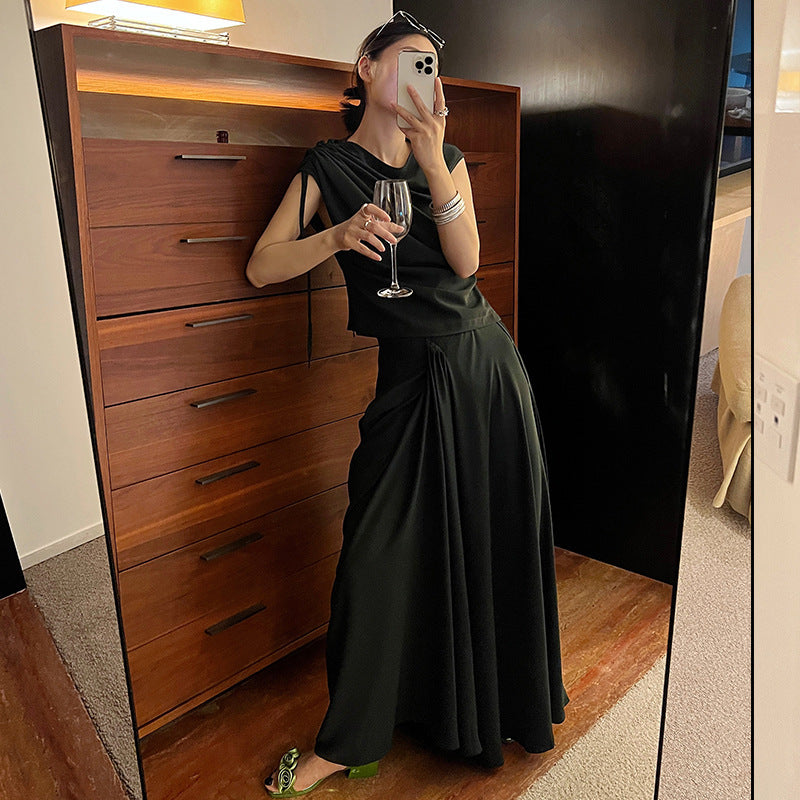 Dame Maxikjole med elegant draperet design Stilla