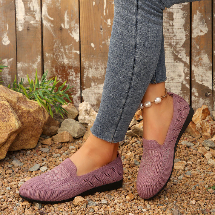 Dame behagelige Slip-On Ballerinas med åndbart strik-overmateriale og komfortabel sål Stilla