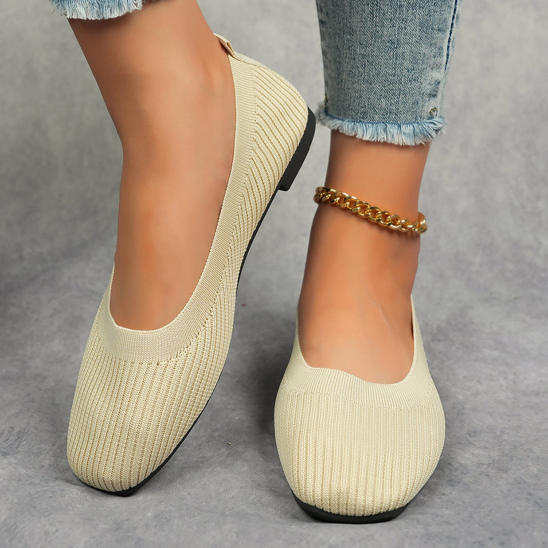 Dame behagelige Slip-On Ballerinaer lavet af elastisk strikmateriale Stilla
