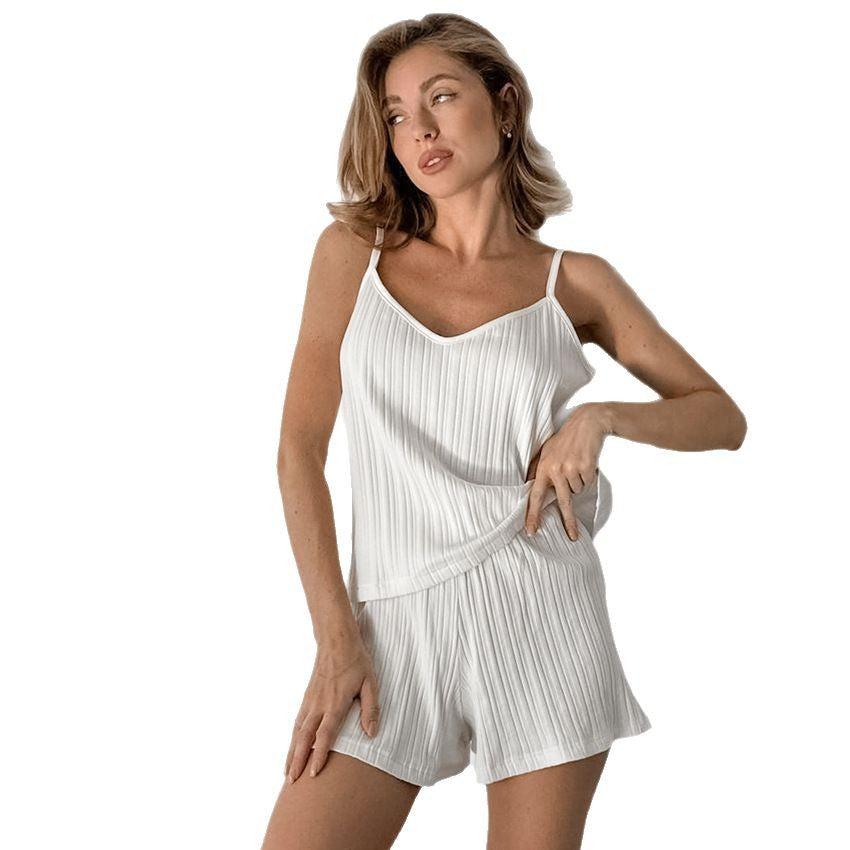 Dame afslappet sæt bestående af ribbet top og shorts Stilla