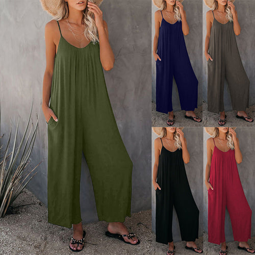 Dame let jumpsuit med justerbare stropper og praktiske lommer Stilla
