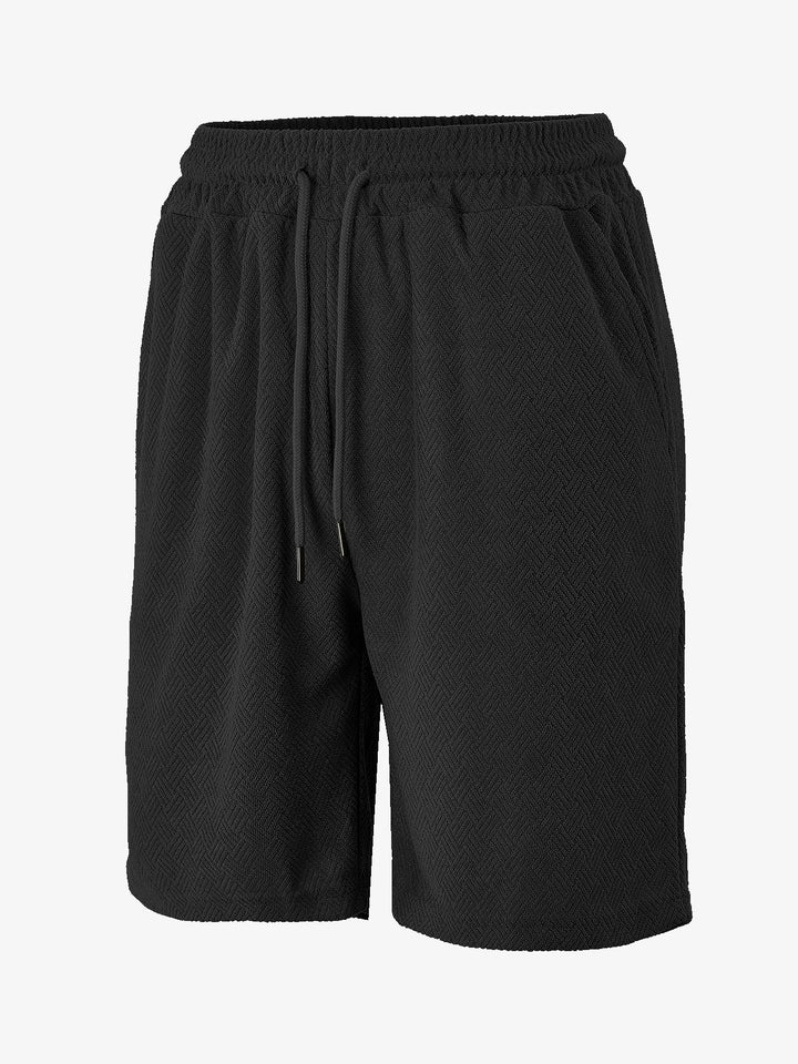 Herrer Frottee-shorts med fiskebensmønster, elastisk snor i taljen og sidelommer Skovae