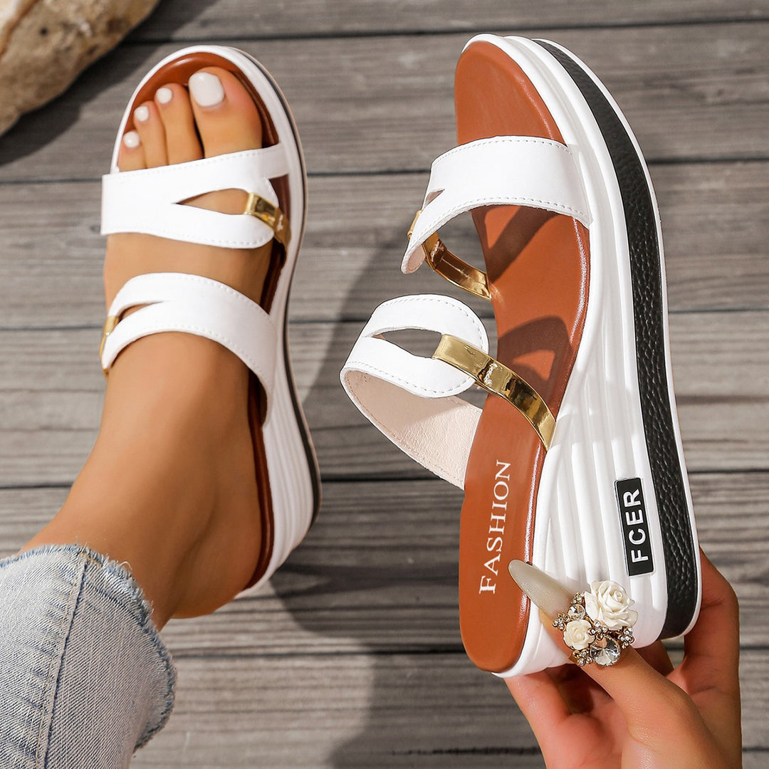 Damer modische Plateau-sandaler med elegante remme og stilfuld glimmeraccent Stilla
