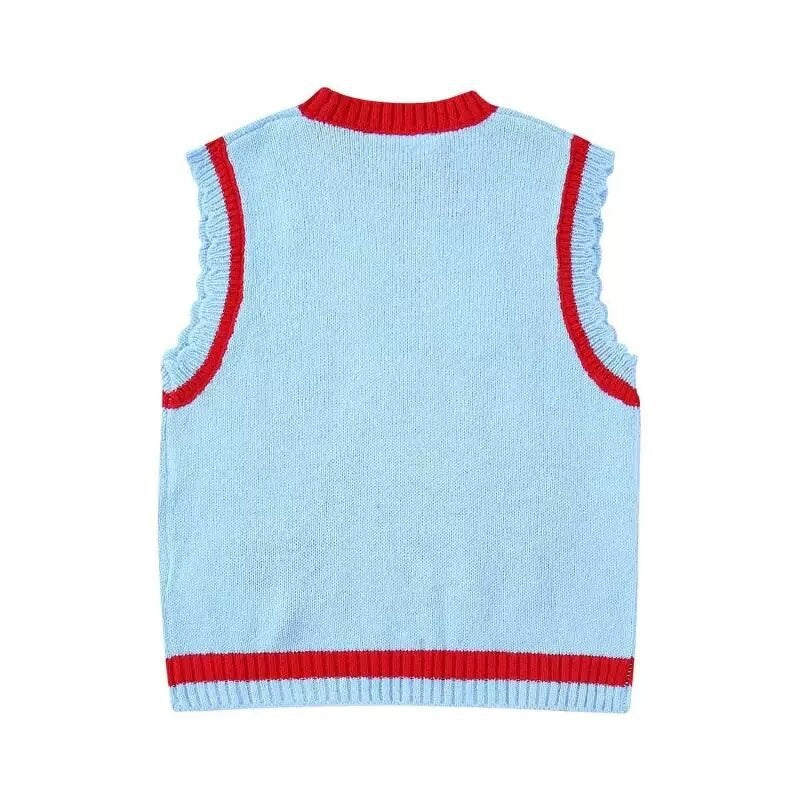 Femme Behagelig Strikket Ærmeløs Pullover Vest med Malerisk Broderi Stilla