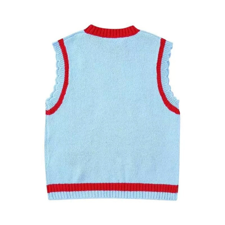 Femme Behagelig Strikket Ærmeløs Pullover Vest med Malerisk Broderi Stilla