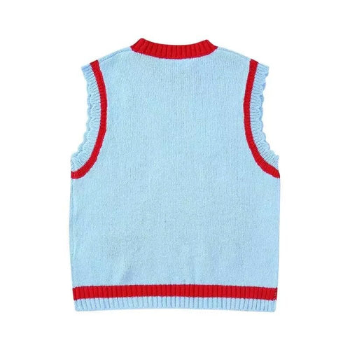 Femme Behagelig Strikket Ærmeløs Pullover Vest med Malerisk Broderi Stilla